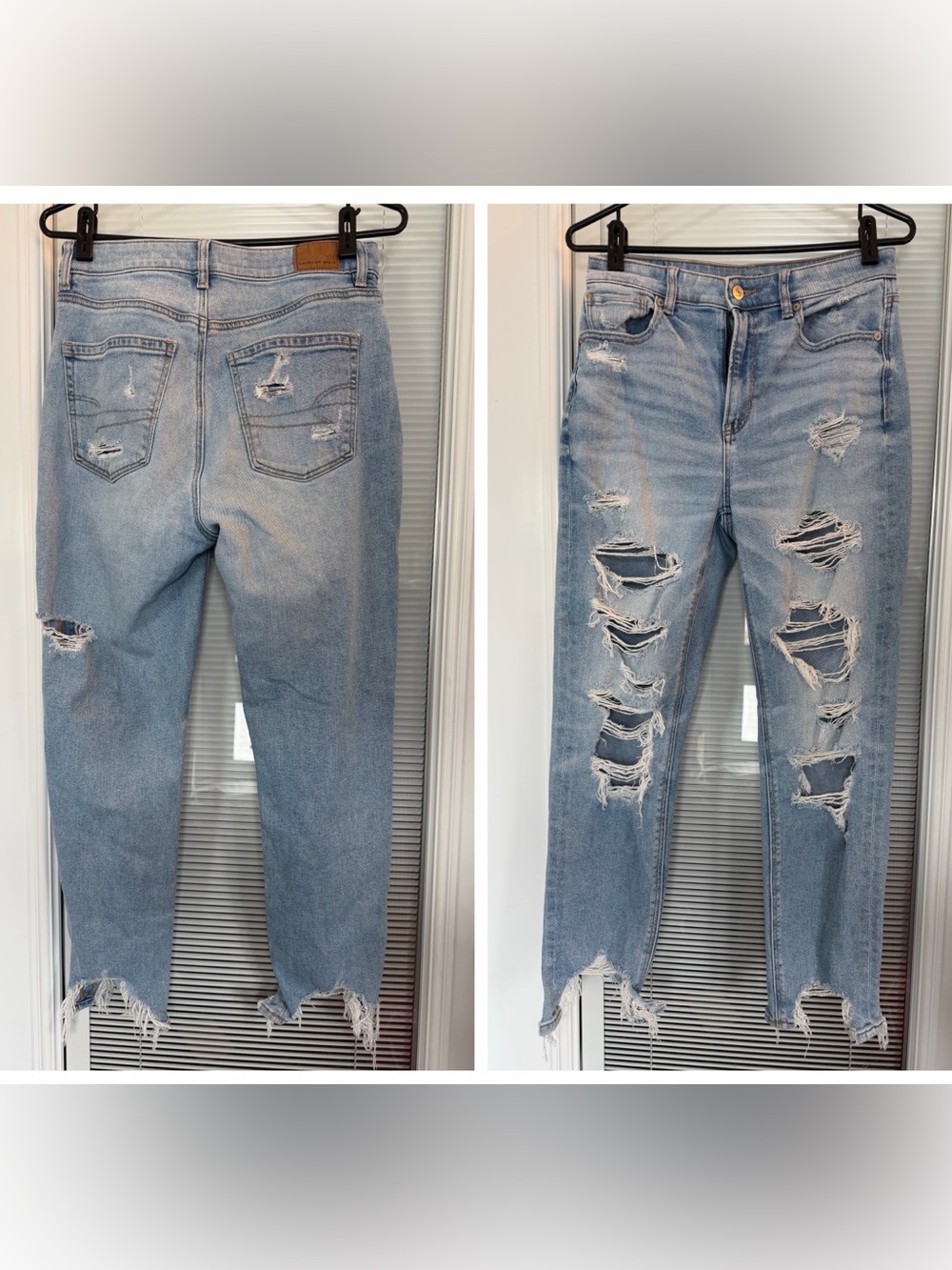 Women’s Sz 6 American Eagle High Rise Distressed Baggy Mom Jean Stretch